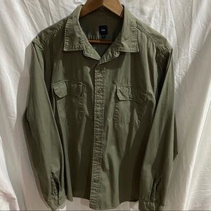 👕GAP Heavyweight Military Green Camp Shirt Lg